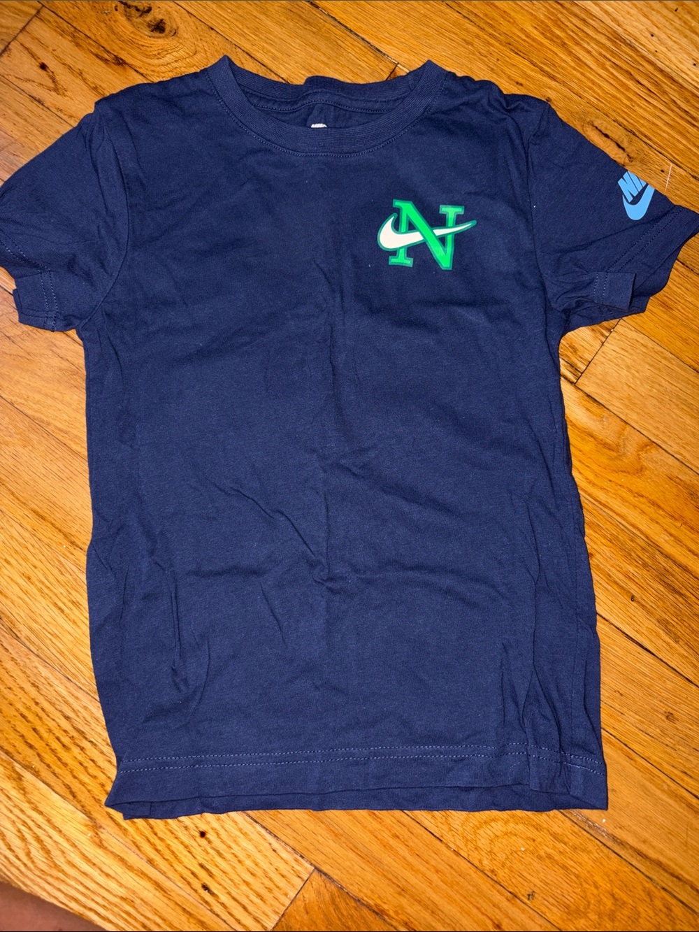 Nike Navy T‑Shirt with Green and White Chest Logo